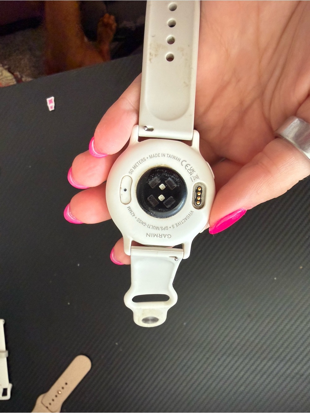 garmin white fitness GPS watch with silicone band